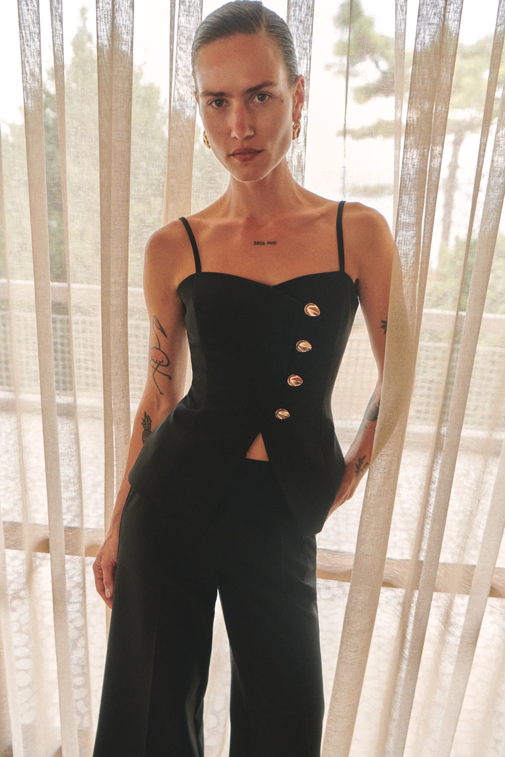 METAL DÜĞMELİ YELEK-CULOTTE PANTOLON