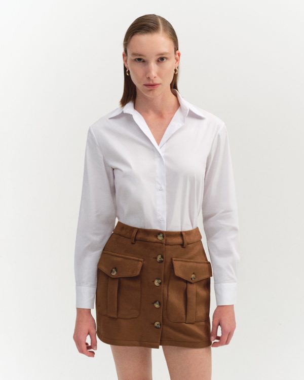 CEP DETAYLI SÜET MİNİ ETEK