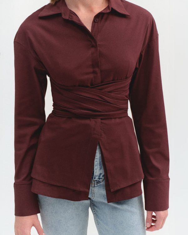 KUŞAK DETAYLI TASARIM GÖMLEK