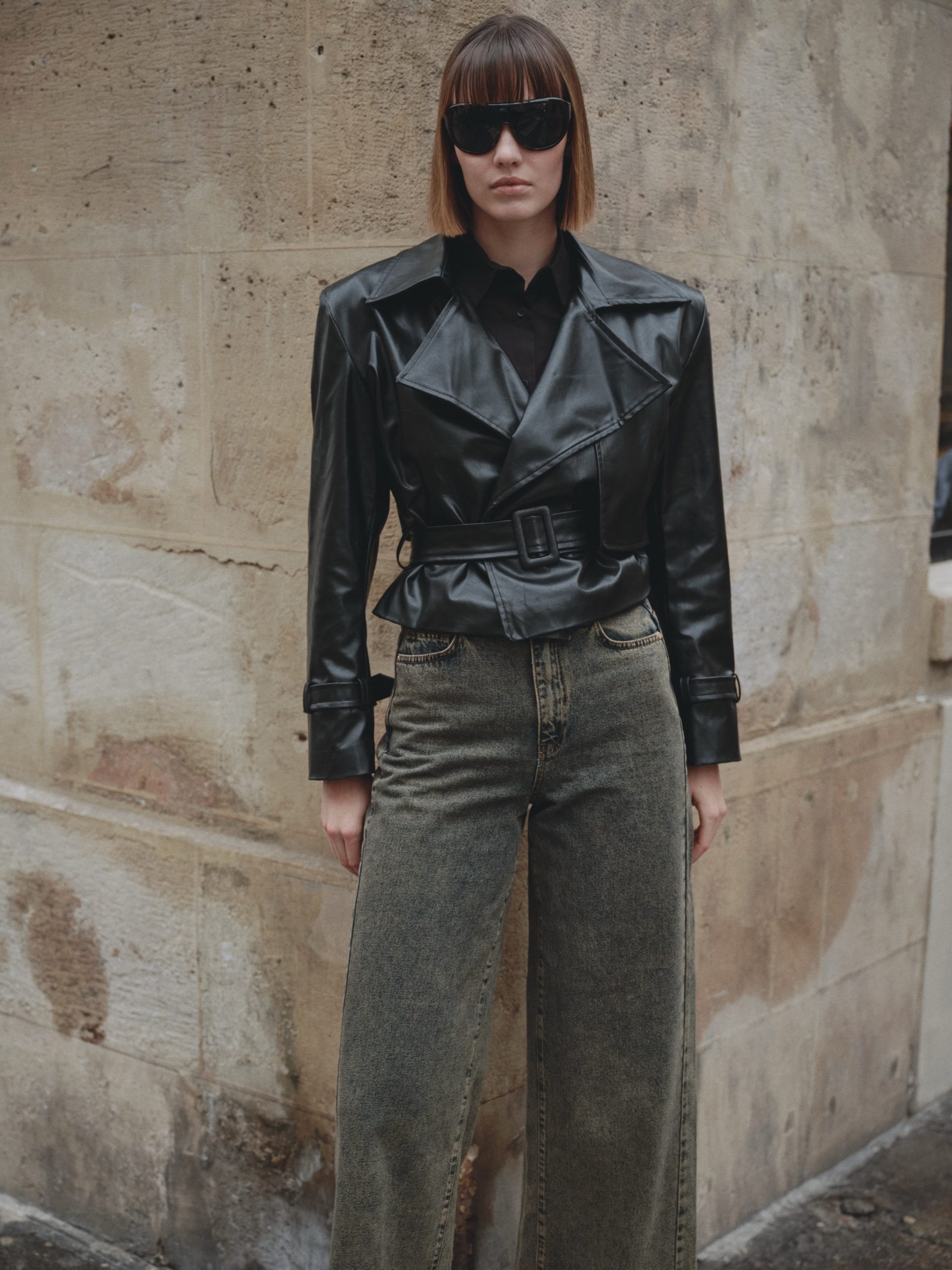 KEMERLİ DERİ CEKET