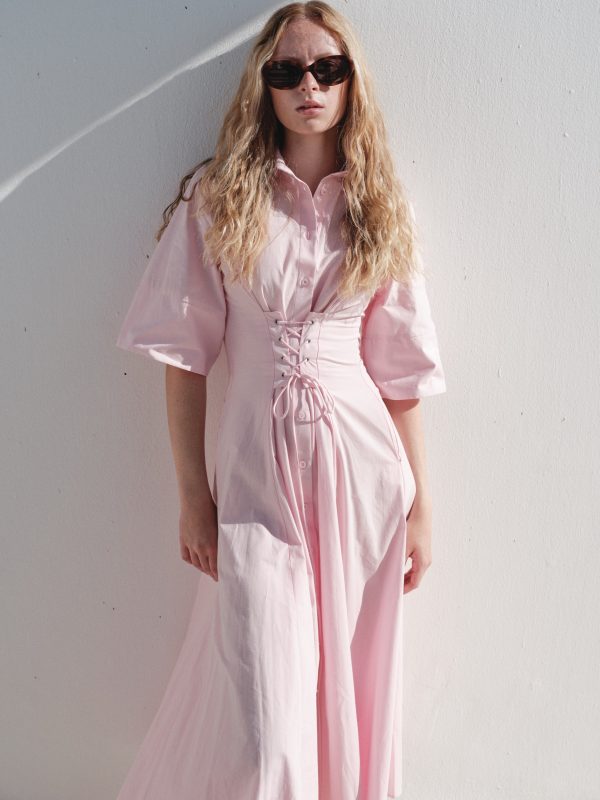 BAĞCIK DETAYLI MİDİ BOY ELBİSE