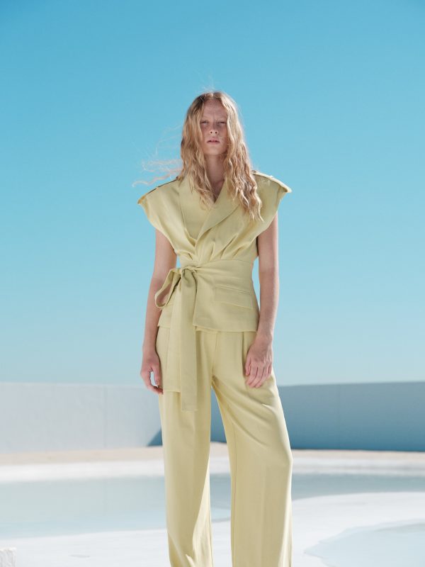 ŞAL YAKA TASARIM YELEK – PALAZZO PANTOLON