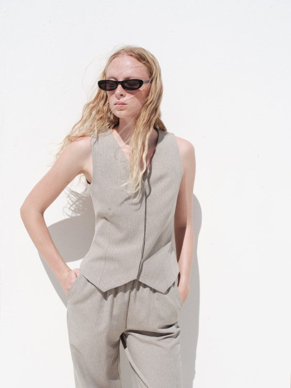 ÇİZGİLİ YELEK-ÇİZGİLİ BELİ LASTİKLİ PANTOLON